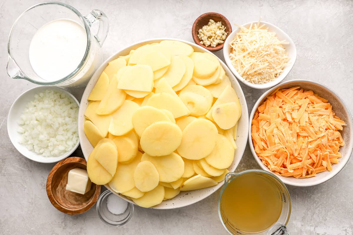 ingredients for crockpot scalloped potatoes.