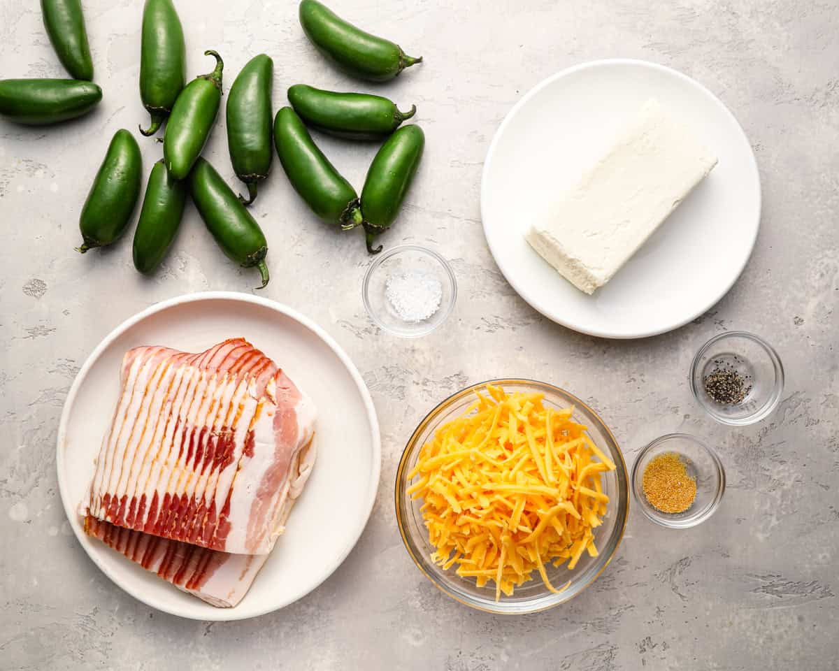 ingredients for bacon wrapped jalapeno poppers.